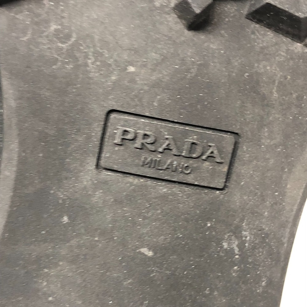 Prada Calzature Donna Soft Calf Combat Boots Womens 38.5 8 Black Leather Y2K - Picture 6 of 16